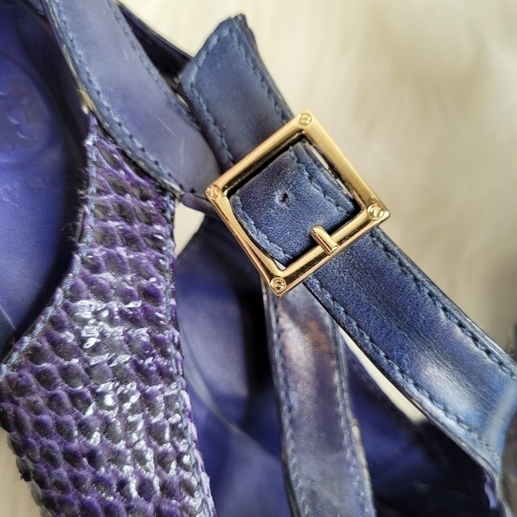 Tory Burch Purple Chunky Embossed Deidre Heels - Picture 8 of 14